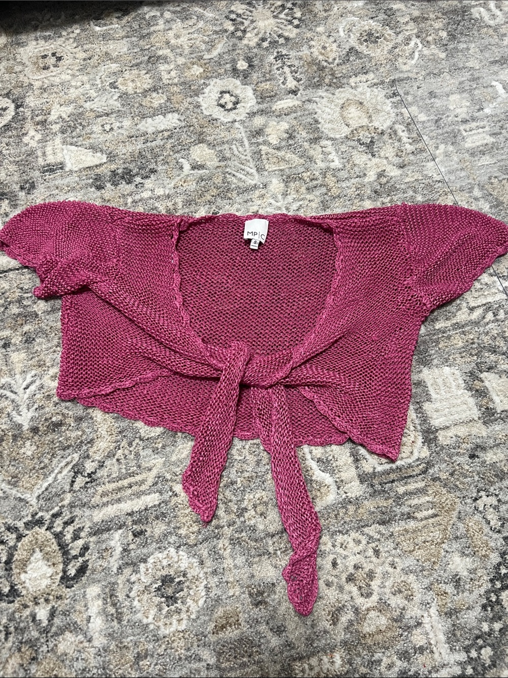 MPG Pink Knit Tie-Front Short Sleeve Top